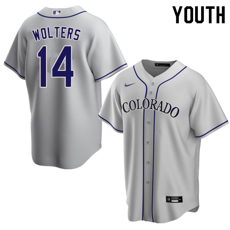 Nike Youth #14 Tony Wolters Colorado Rockies Baseball Jerseys Sale-Gray